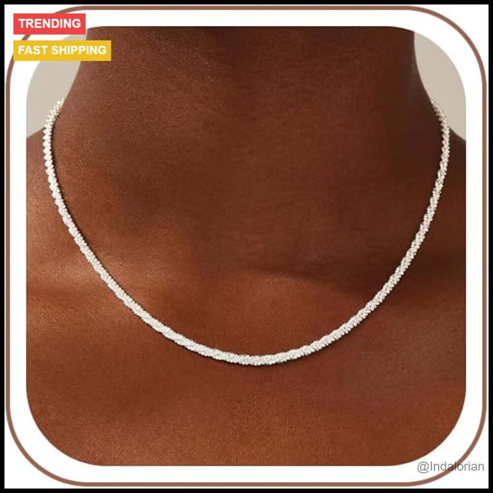 925 Sterling Silver Chain Necklace Dainty Italian Style 2mm 3mm